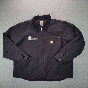 Carhartt Detroit Jacket Mens XL Black Blanket Lined Duck Canvas Full Zip 103828